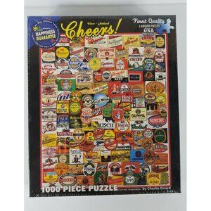 White Mountain Cheers Beer Labels 1000 Piece Jigsaw Puzzle New Sealed Girard New